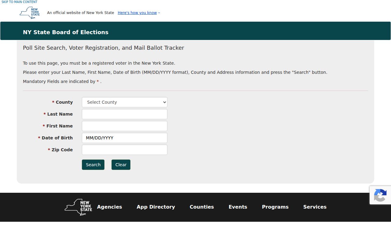 Poughkeepsie residents directory New York voter lookup form