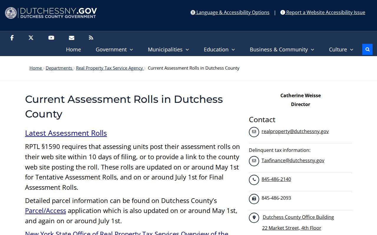 Poughkeepsie street directory current assessment rolls access